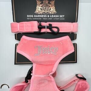 Juicy couture pink dog harness and leash set - large